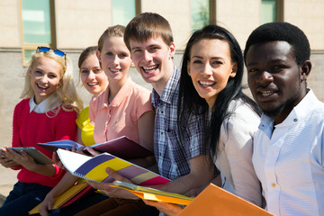 Group of university students studying