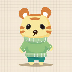 animal tiger winter cartoon theme elements