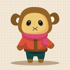 animal monkey winter cartoon theme elements