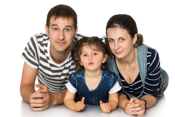 Mom dad and little daughter