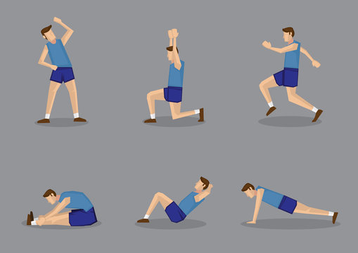 Sporty Man Doing Stretching and Warm Up Exercises