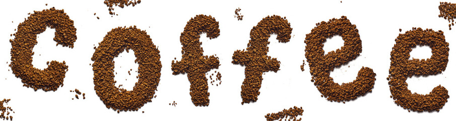 Instant Coffee Spelled Word COFFEE Isolated