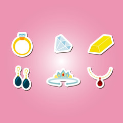 color set with jewelry icons for your design