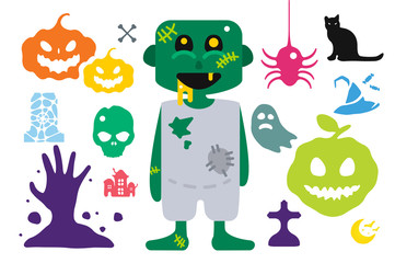 Fototapeta premium Set of vector halloween costume characters