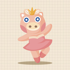 animal pig dancing cartoon theme elements