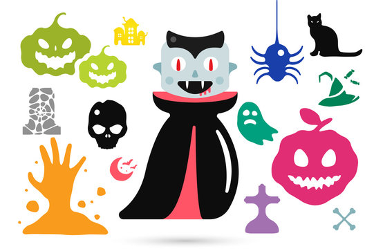 Set of vector halloween costume characters
