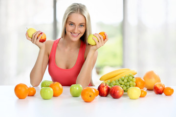 Woman with fruits