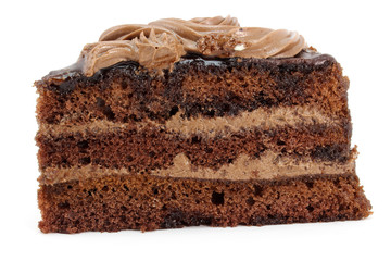 Chocolate cake with cream sliced