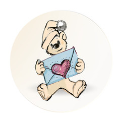 bear with heart holds a letter