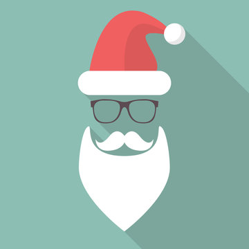 Hat, Beard, Mustache and Glasses of Santa