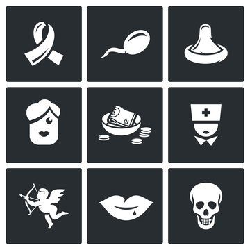 AIDS and HIV Infection icons. Vector Illustration.