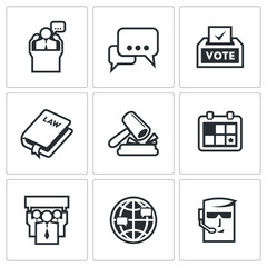 Presidential candidate and elections icons set. Vector