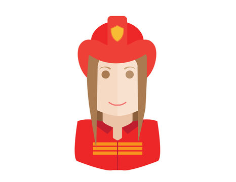 Firefighter, fireman icon. Avatar and person illustration. Flat colored outlined style