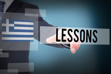 Lessons against blue background