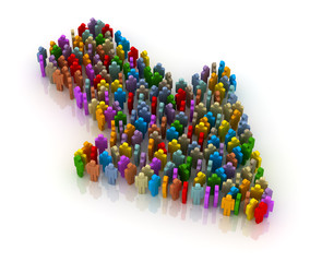 People form up in arrow