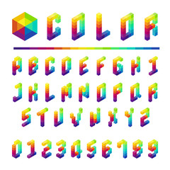 Alphabet font type colorful box style. Vector illustration.