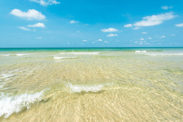 Fototapeta na wymiar Beautiful shallow beach with rippled wave at Koh Chang Island,Thailand
