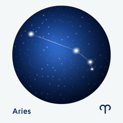Fototapeta na wymiar Aries constellation zodiac sign at starry night sky 