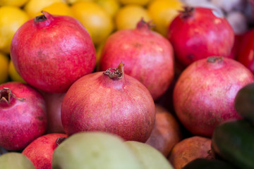 Fototapeta na wymiar close up of pomegranate at street farmers market