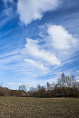 Fototapeta na wymiar Long cirrus clouds skyscape