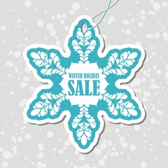 christmas tag in a shape of snowflake. Vector illustration
