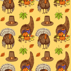 Sketch Thanksgiving seamless pattern - 91410764