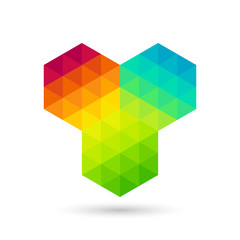 Hexagon abstract geometric colorful. Low poly vector illustratio