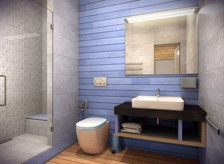 Naklejka na ściany i meble 3D rendering of bathroom