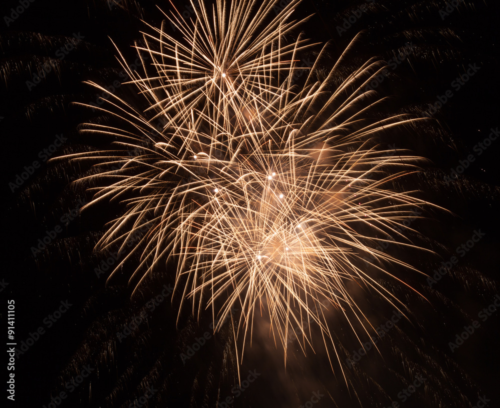 Wall mural fireworks in the night sky