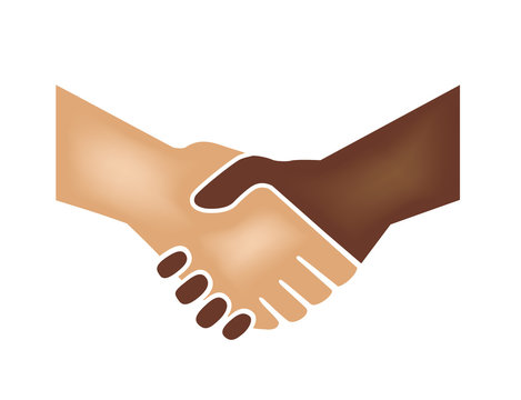Vector image of handshake of two different skin tones