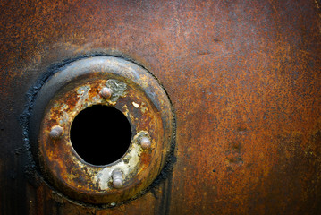 Rusty Metal Circular Barrel Background