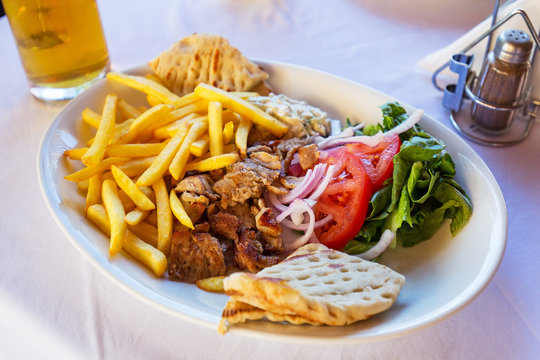 Gyros with chips on the plate