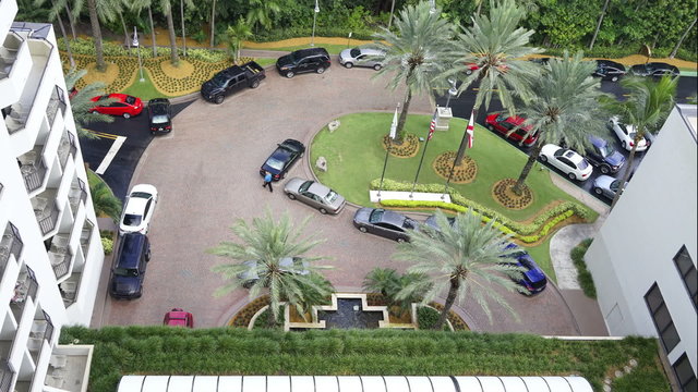 Time lapse of valet parking vehicles