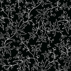 Fototapeta premium Seamless texture with leafs and berries.