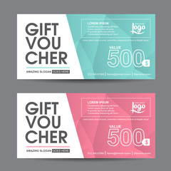 Gift voucher template with colorful pattern,cute gift voucher certificate coupon design template,
Collection gift certificate business card banner calling card poster,Vector illustration - obrazy, fototapety, plakaty