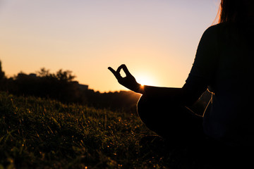 serenity and yoga practice in autumn park