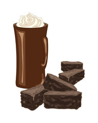chocolate brownies and coffee