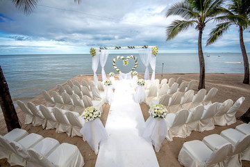 Wedding setting on a tropical beach