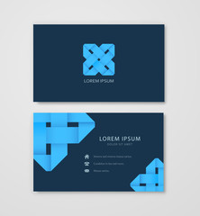 Vector business card template. Creative icon.