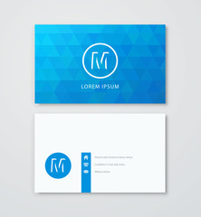 Fototapeta na wymiar Business card template. M letter logo. Vector 