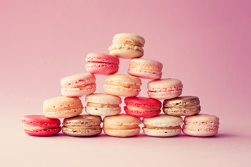 Macaroons stacked in a pyramid shape