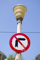 Roadsign on lamppost in Greece