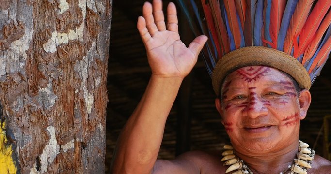 Native Brazilian at an indigenous tribe in the Amazon