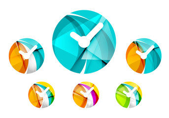 Set of abstract watch icon, business logotype concepts, clean