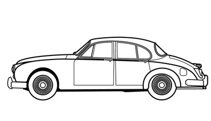 Car retro line draw