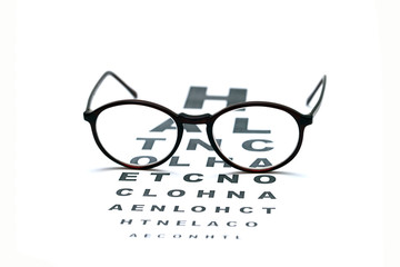 eyeglasses and eye chart