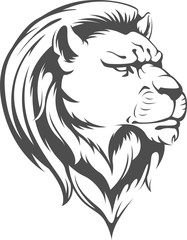 Heraldic Lion Head Vector Silhouette
