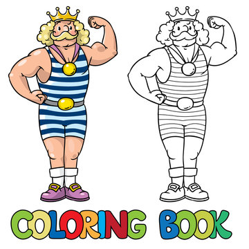 Strong fairy tale king. Coloring book