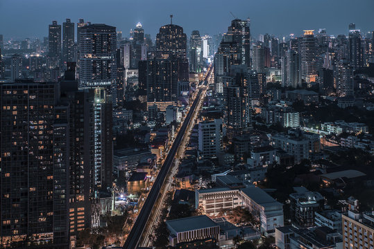 Bangkok Sukhumvit road twilight