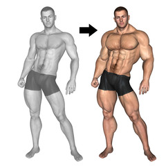 Human strong man and bodybuilder concept